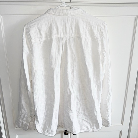 J. Crew Gauze White Button-Up Shirt Large Capsule Wardrobe Classic Minimalist - Picture 4 of 14